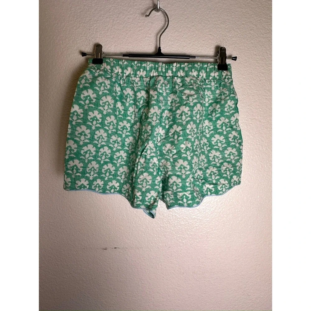 Roller Rabbit Green White Floral Block Print Pajama Boxer Shorts Womens XS NWT